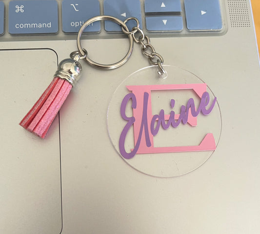 Personalised Circle Keyring with Name and Initial