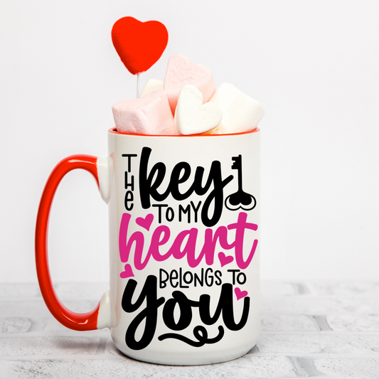 Valentines 15oz Mug. The Key to my heart belongs to you.