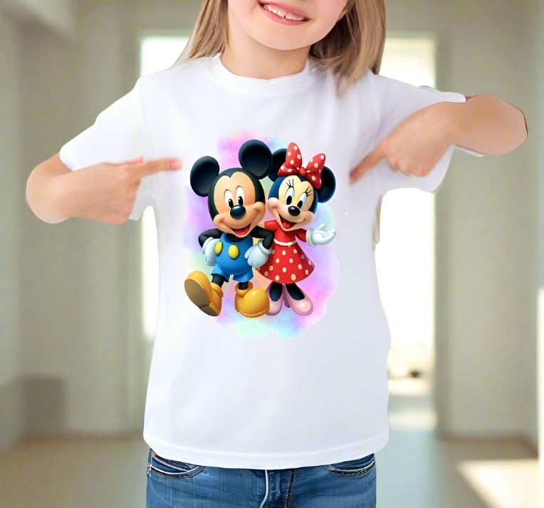 Kids Mickey & Minnie T-shirt (Option of adding Name)