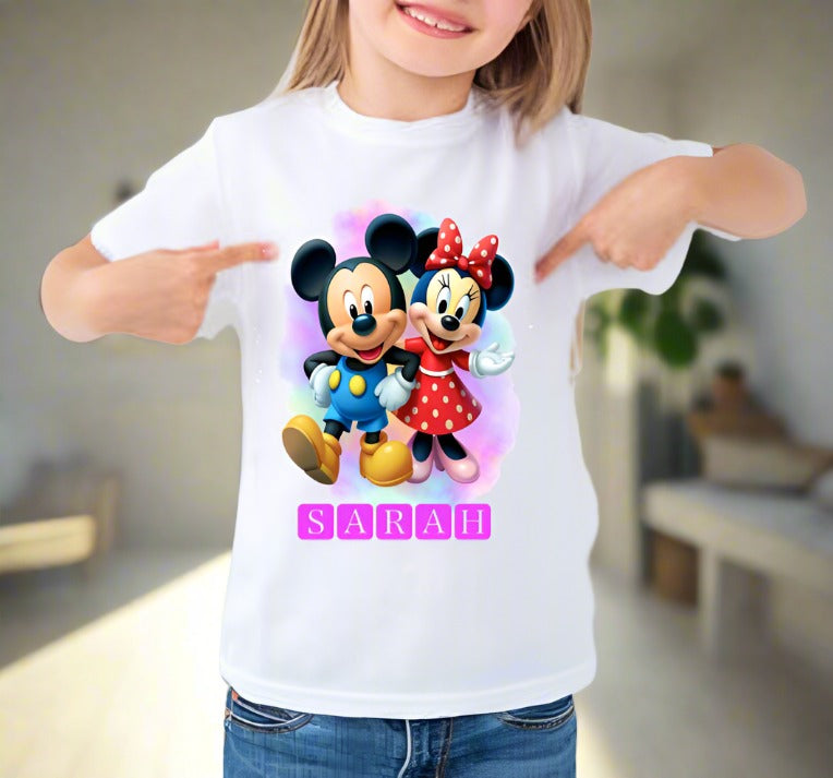 Kids Mickey & Minnie T-shirt (Option of adding Name)