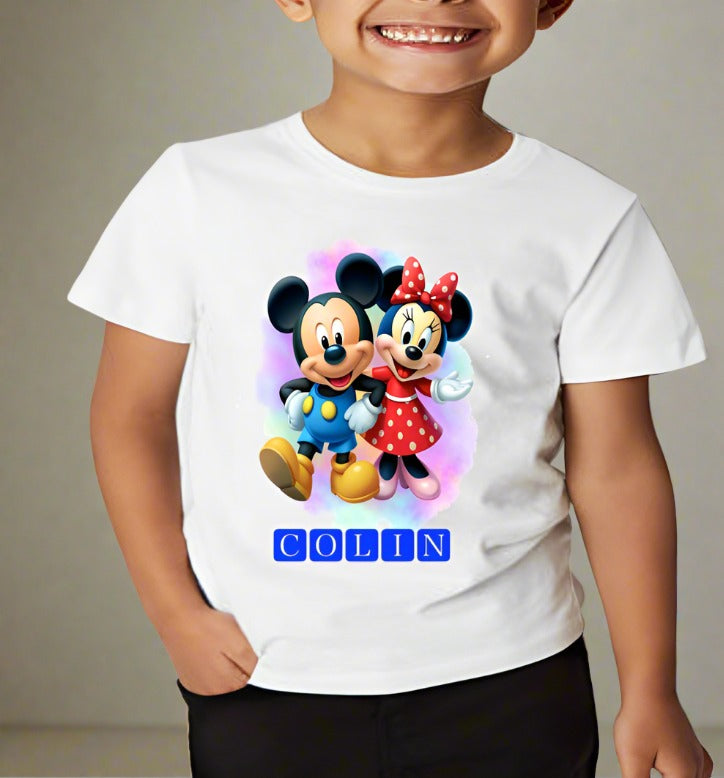 Kids Mickey & Minnie T-shirt (Option of adding Name)