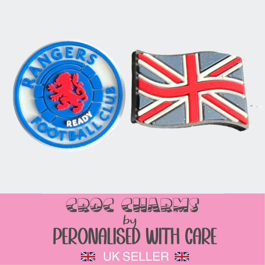 Glasgow Rangers and Union Jack Croc Charm jibbitz