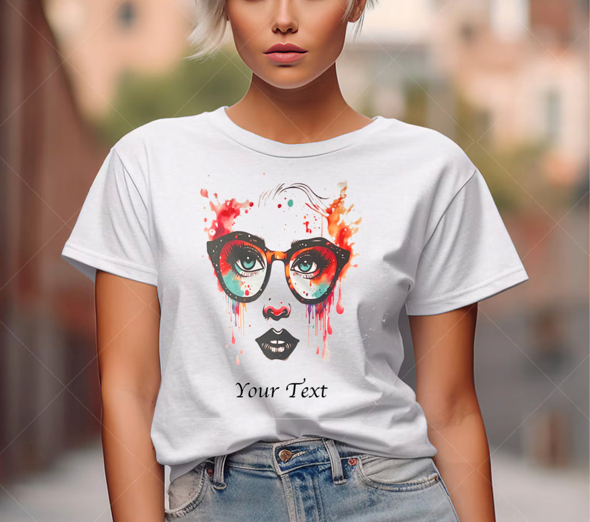 Personalised Womens face with dripping colours T-Shirt